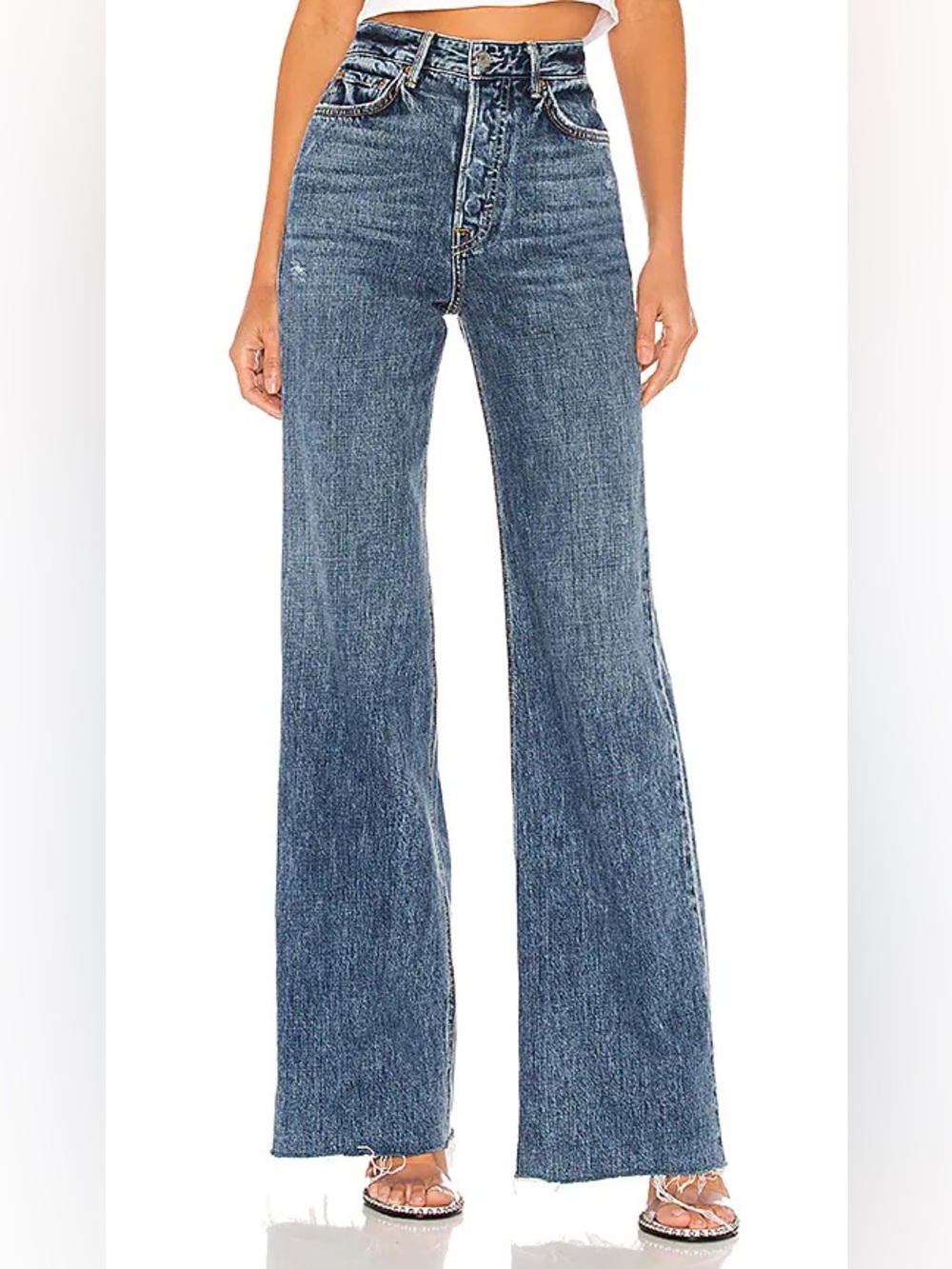 GRLFRND Sz 25 Carla For Your Love Light Distressing Wide Leg Jeans